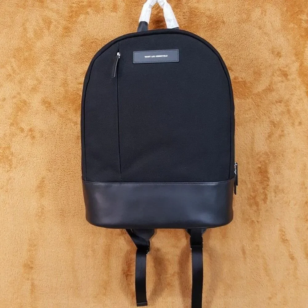 WANT LES ESSENTIELS Mens Black Kastrup Organic Cotton Canvas Backpack $575